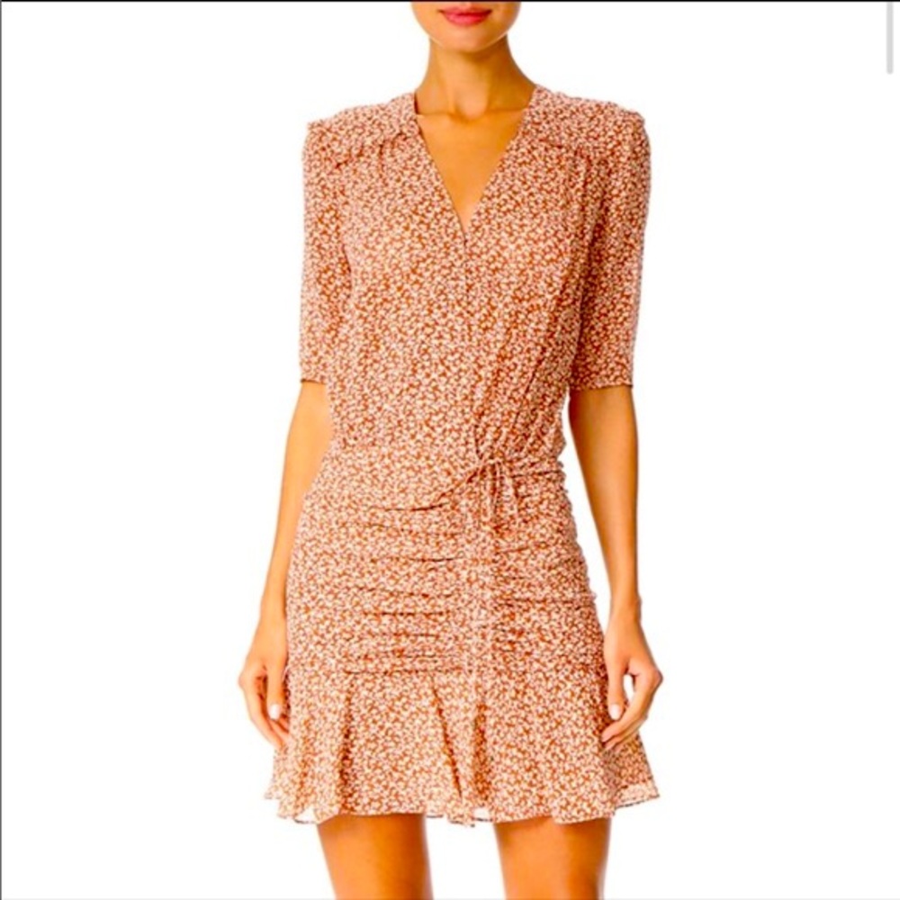 Veronica Beard Dakota Flounce mini dress Sz4 Brown
